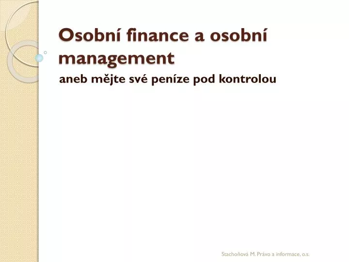 osobn finance a osobn management