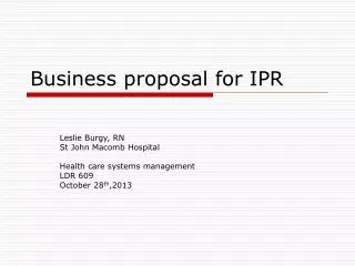 Business proposal for IPR