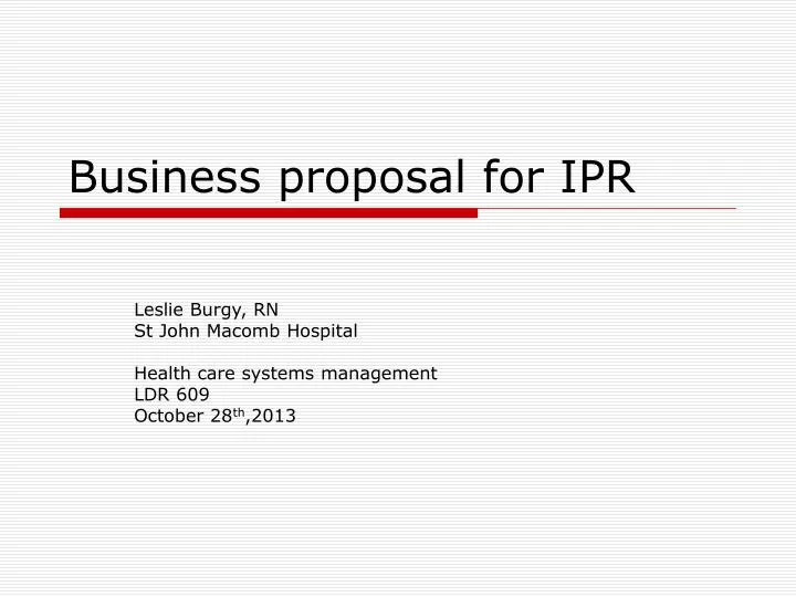 business proposal for ipr