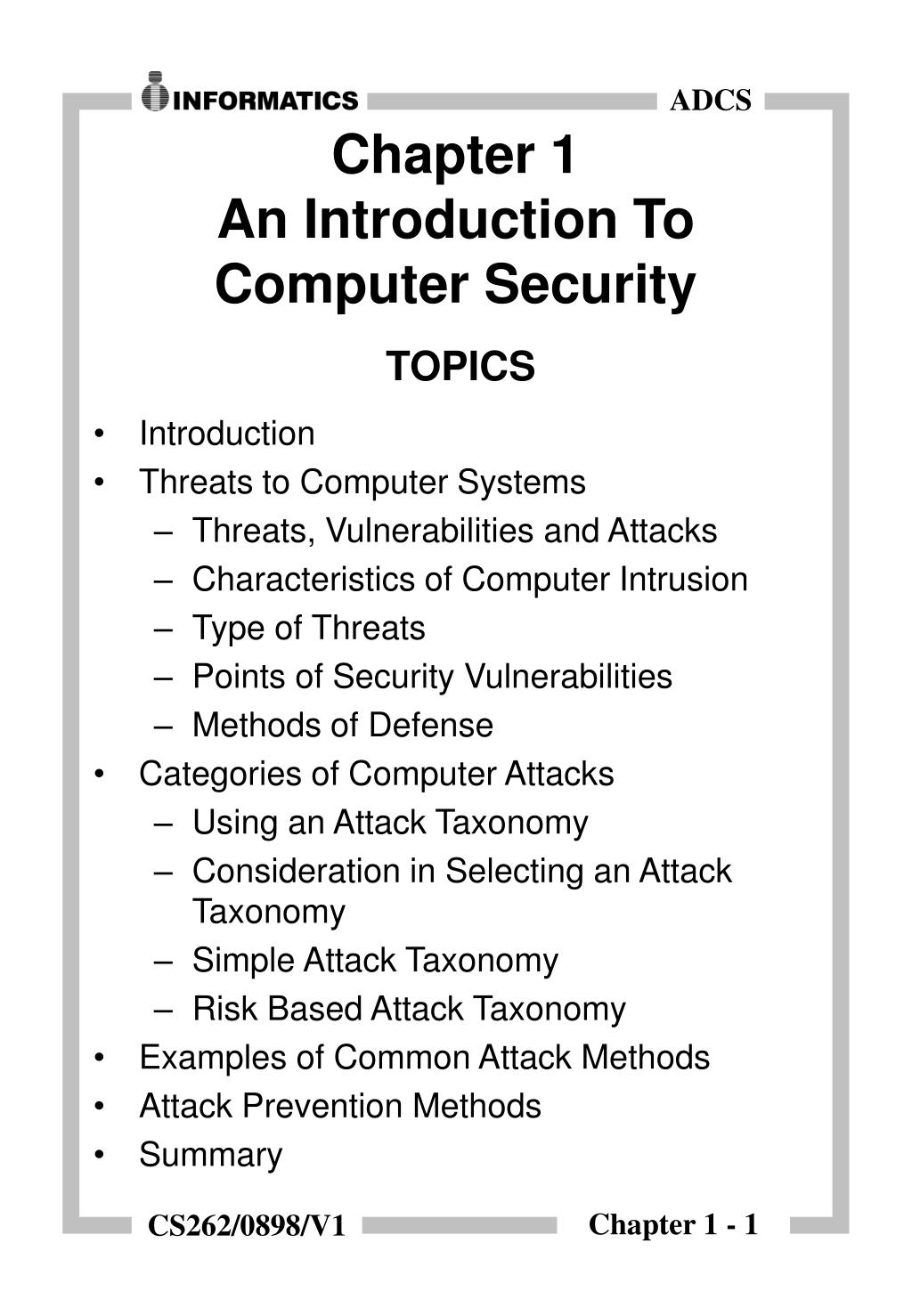PPT - Chapter 1 An Introduction To Computer Security PowerPoint ...