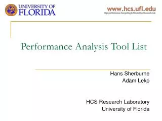 Performance Analysis Tool List