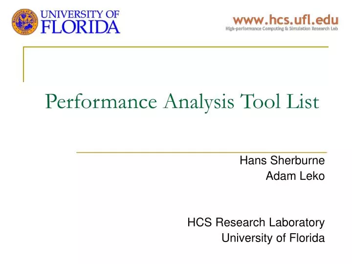 performance analysis tool list
