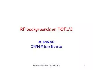 RF backgrounds on TOF1/2