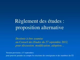 r glement des tudes proposition alternative
