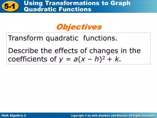 Transform quadratic functions.