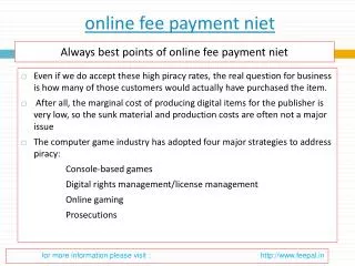 The good reasons for submitted online fee payment niet