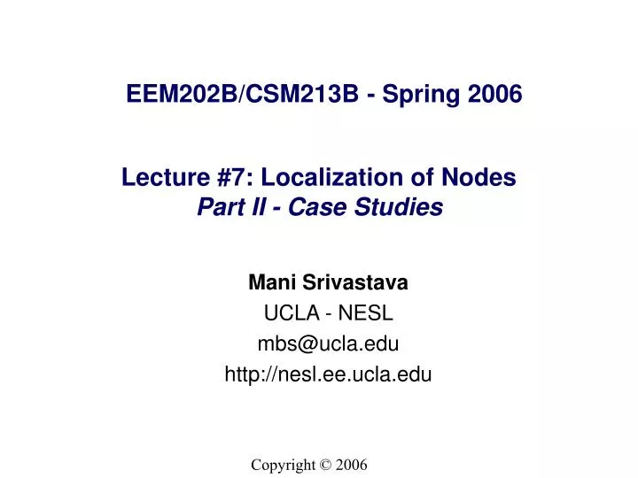 lecture 7 localization of nodes part ii case studies