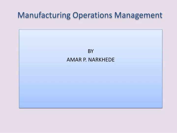 manufacturing operations management