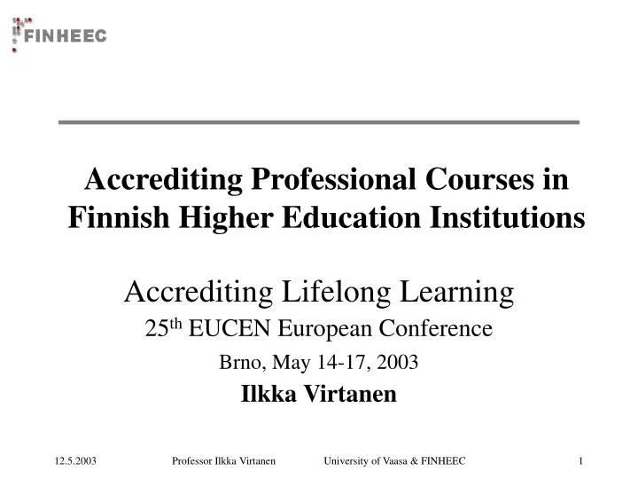 accrediting professional courses in finnish higher education institutions