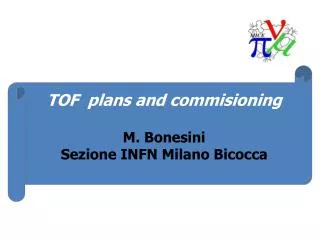 TOF plans and commisioning M . Bonesini Sezione INFN Milano Bicocca