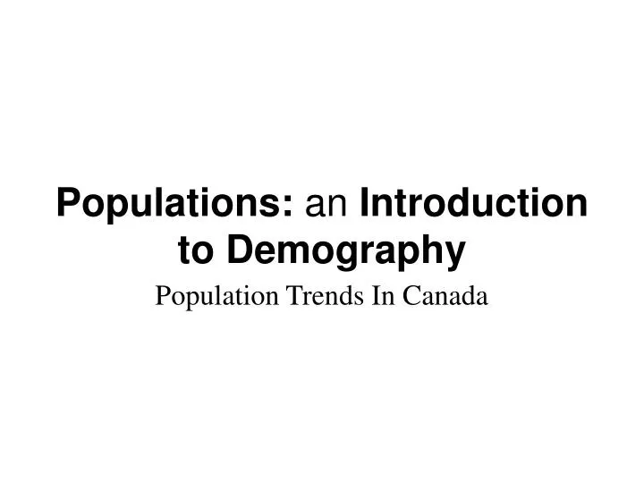 populations an introduction to demography