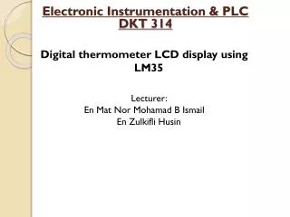 Electronic Instrumentation &amp; PLC DKT 314