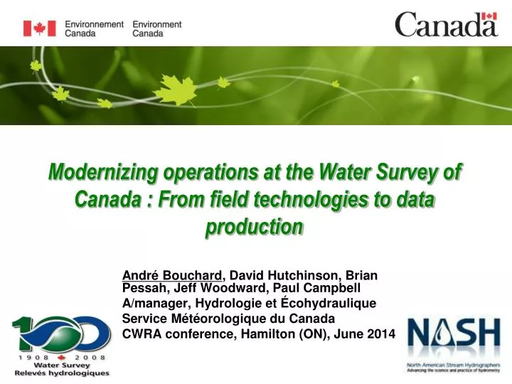 modernizing operations at the water survey of canada from field technologies to data production