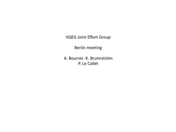 vqeg joint effort group berlin meeting a bourret k brunnstr m p le callet