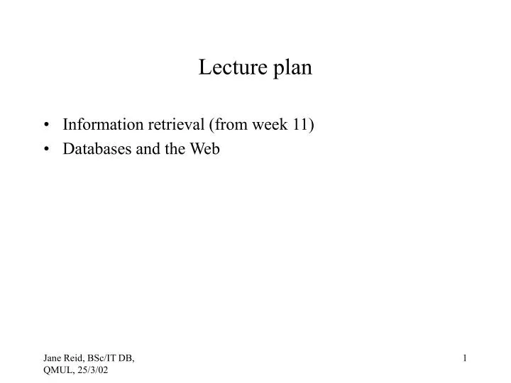 lecture plan