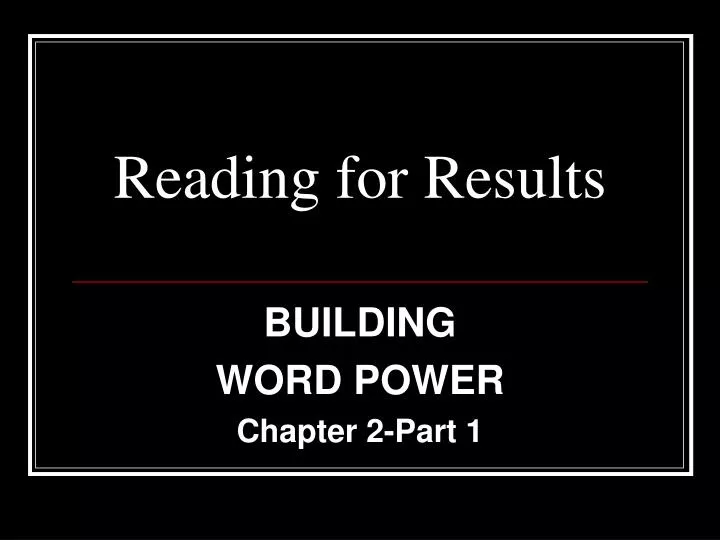 reading for results
