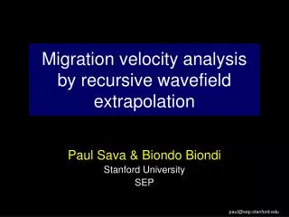Migration velocity analysis by recursive wavefield extrapolation