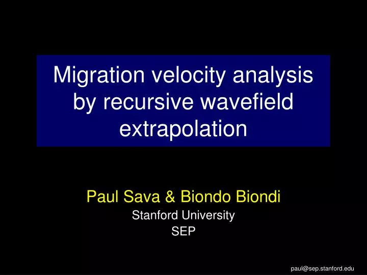 migration velocity analysis by recursive wavefield extrapolation