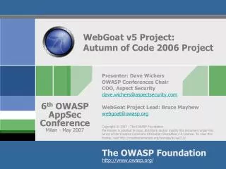 WebGoat v5 Project: Autumn of Code 2006 Project