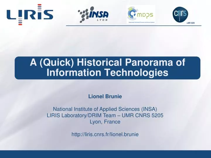 a quick historical panorama of information technologies