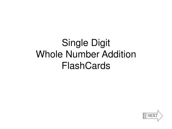 single digit whole number addition flashcards