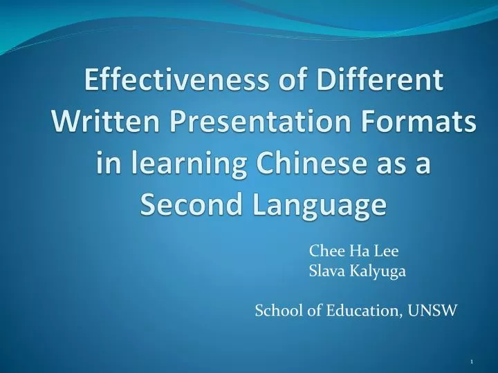 effectiveness of different written presentation formats in learning chinese as a second language