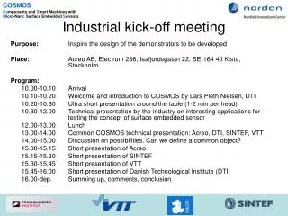 Industrial kick-off meeting