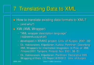 7 Translating Data to XML