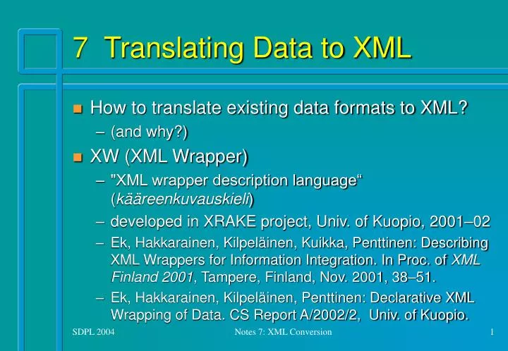 7 translating data to xml