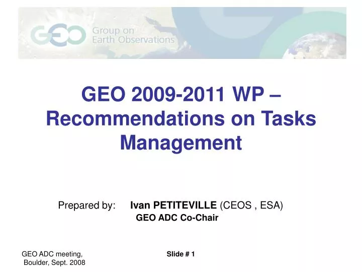 geo 2009 2011 wp recommendations on tasks management