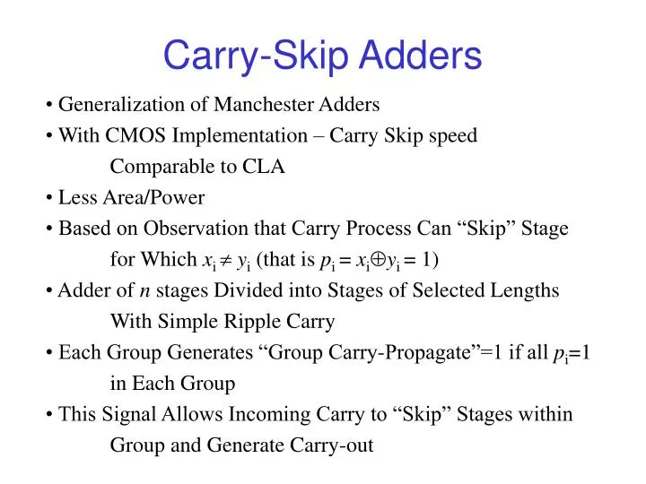 carry skip adders
