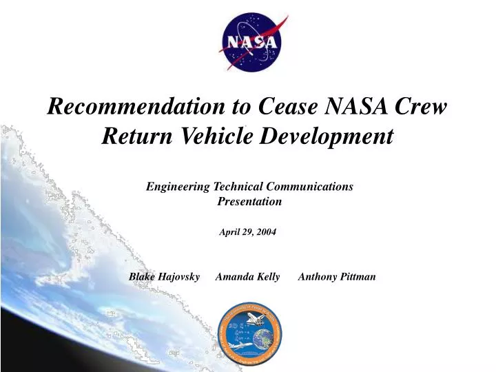 recommendation to cease nasa crew return vehicle development
