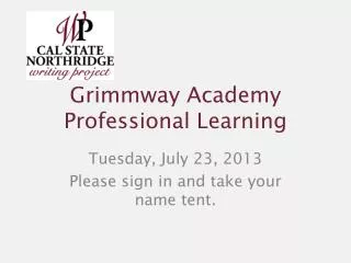 Grimmway Academy Professional Learning