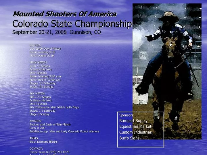 mounted shooters of america colorado state championship september 20 21 2008 gunnison co