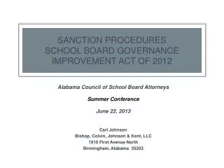 SANCTION PROCEDURES SCHOOL BOARD GOVERNANCE IMPROVEMENT ACT OF 2012