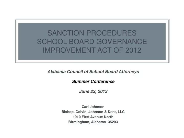 sanction procedures school board governance improvement act of 2012