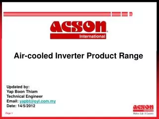 Air-cooled Inverter Product Range