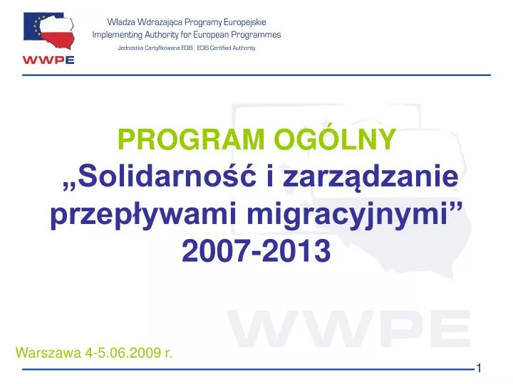 program og lny solidarno i zarz dzanie przep ywami migracyjnymi 2007 2013