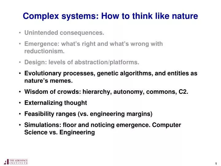 complex systems how to think like nature