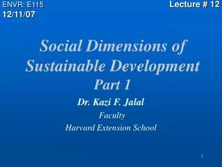 Social Dimensions of Sustainable Development Part 1
