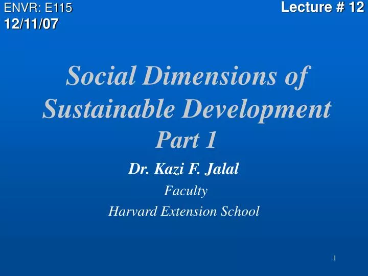 social dimensions of sustainable development part 1