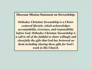 Diocesan Mission Statement on Stewardship: