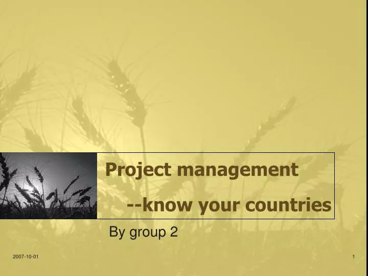 project management know your countries