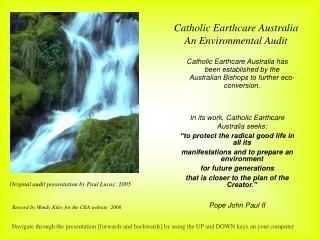 Catholic Earthcare Australia An Environmental Audit