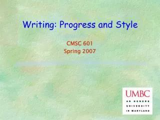 Writing: Progress and Style