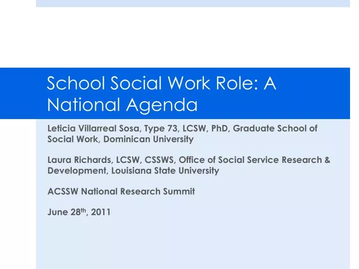 school social work role a national agenda