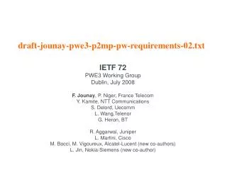 draft-jounay-pwe3-p2mp-pw-requirements-02.txt