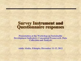 Survey Instrument and Questionnaire responses