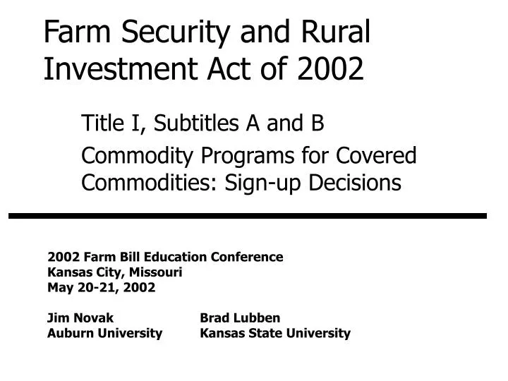 farm security and rural investment act of 2002