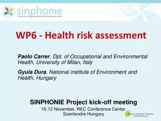 WP6 - Health risk assessment